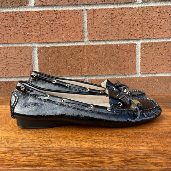 Michael Kors Amber Boat Shoe Black Patent Leather Loafers Driving Moc Womens 8 - Picture 4 of 14